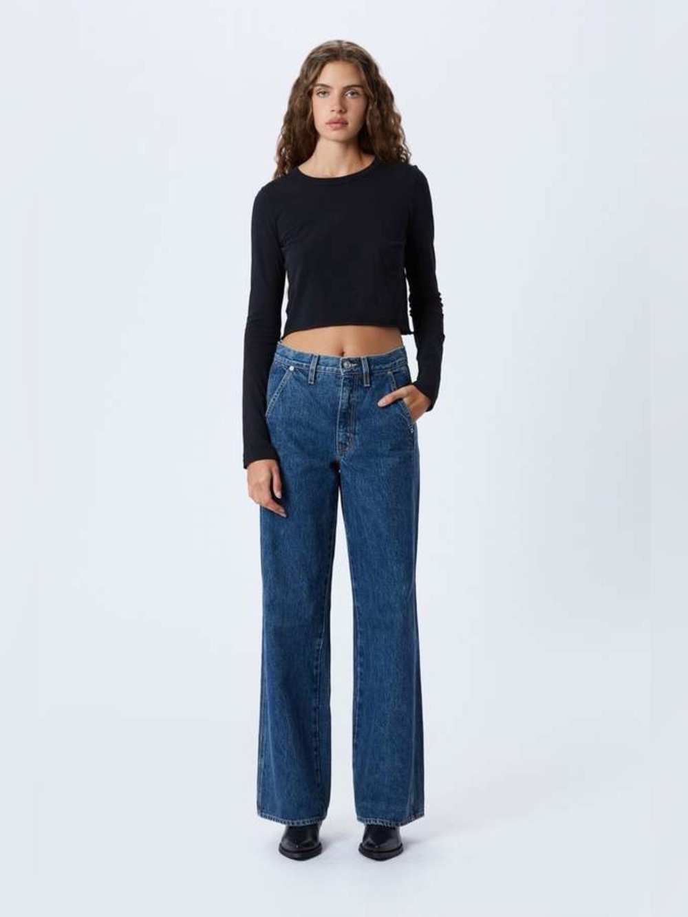 SLVRLAKE 28 Grace Double Seam Wide Leg Jeans Forbidden Love - Picture 3 of 13